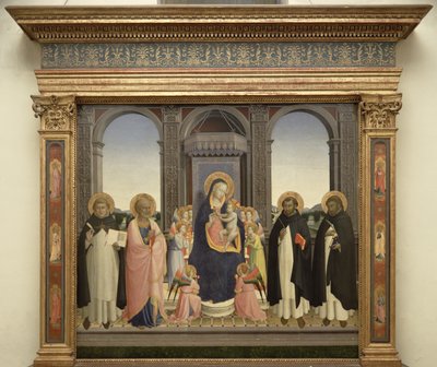 Virgin and Child enthroned with Angels and St. Thomas Aquinas, St. Barnabas, St. Dominic, and St. Peter Martyr by Fra Angelico